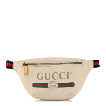 GUCCI Grained Calfskin Small Logo Belt Bag White