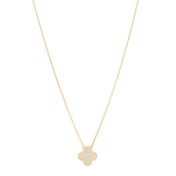 VAN CLEEF & ARPELS 18K Yellow Gold Mother of Pearl Vintage Alhambra Pendant Necklace