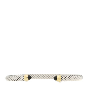 DAVID YURMAN Sterling Silver 14K Yellow Gold Black Onyx 5mm Cable Classics Bracelet