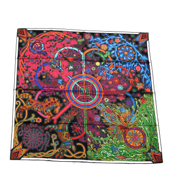 HERMES Silk L'Arbre Du Vent Scarf 90
