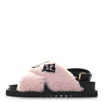 LOUIS VUITTON Shearling Calfskin Paseo Flat Comfort Sandal 38 Pink