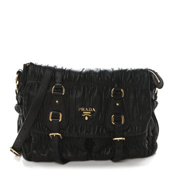 PRADA Nappa Gaufre Messenger Tote Black