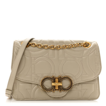 SALVATORE FERRAGAMO Calfskin Quilted Gancini Flap Bag Peony