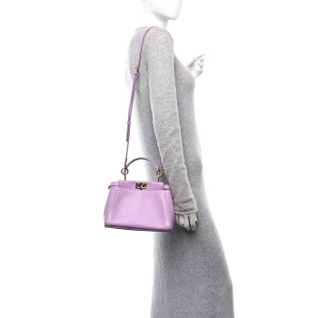 FENDI Nappa Stacked Bar Mini Peekaboo Iconic Satchel Violetta