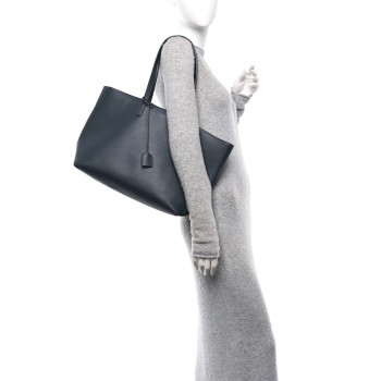 SAINT LAURENT Calfskin Large Shopping Tote Dark Grey