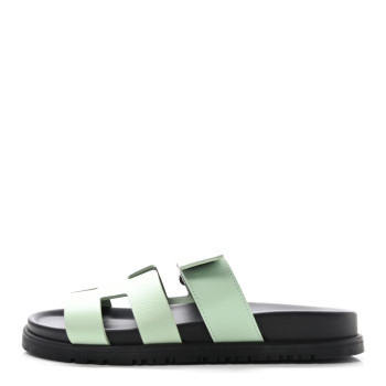 HERMES Epsom Womens Chypre Sandals 35.5 Vert Jade