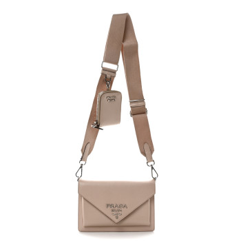 PRADA Saffiano City Calfskin Mini Envelope Bag Water Lily