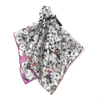 CHANEL Cotton CC Scrunchie and Scarf Hair Tie Set White Pink Orange