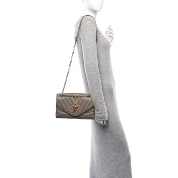 LOUIS VUITTON Calfskin LV New Wave Chain Bag Taupe