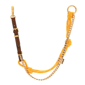 MIU MIU Nappa Rope Chain Logo Bag Charm Cognac Yellow