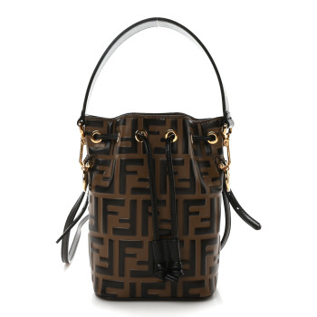 FENDI Vitello Liberty F is Fendi Bi-Color FF 1974 Embossed Mini Mon Tresor Bucket Bag Maya Black