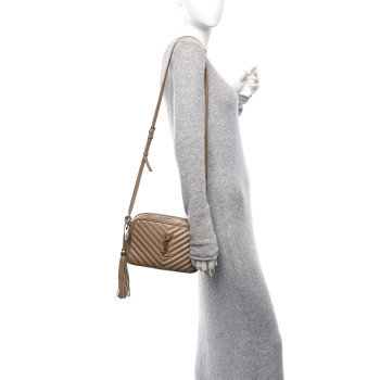 SAINT LAURENT Calfskin Matelasse Monogram Lou Camera Bag Dark Latte