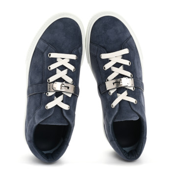 HERMES Chevre Velours Day Mens Sneakers 42 Bleu Celeste