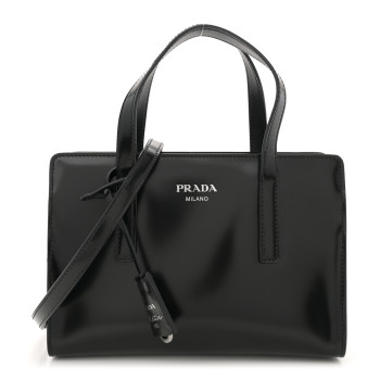 PRADA Spazzolato Mini Re-Edition 1995 Double Handle Handbag Black