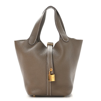 HERMES Taurillon Clemence Picotin Lock 18 PM Etoupe