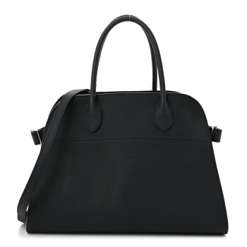THE ROW Matte Grained Calfskin Soft Margaux 12 Dark Navy