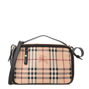 BURBERRY Haymarket Check Vanity Crossbody Bag Chocolate
