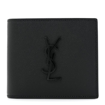 SAINT LAURENT Grain De Poudre Monogram Monochrome Bifold Wallet Black