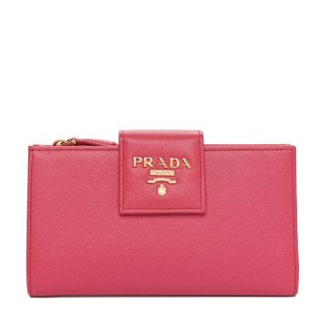 PRADA Saffiano Metal Medium Wallet Peonia