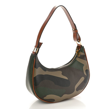 CELINE Canvas Calfskin Camouflage Ava Logo Triomphe Shoulder Bag Khaki