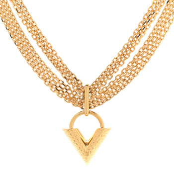 LOUIS VUITTON Essential V Guilloche Choker Gold