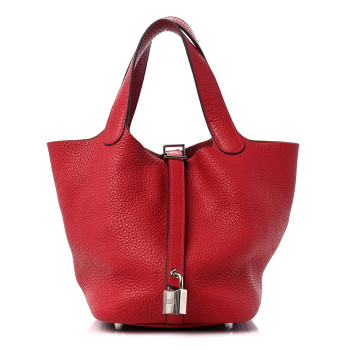 HERMES Taurillon Clemence Picotin Lock 18 PM Rouge Casaque