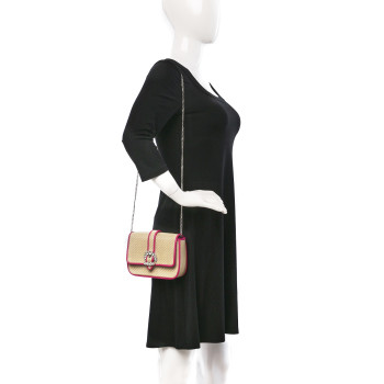 JIMMY CHOO Raffia Calfskin Crystal Cheri Wallet on Chain Bag