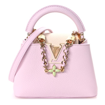 LOUIS VUITTON Taurillon Flower Chain Capucines Mini Marshmallow