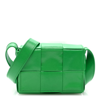 BOTTEGA VENETA Paper Calfskin Maxi Intreccio Extra Mini Cassette Crossbody Bag Parakeet