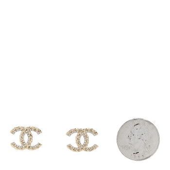 CHANEL Crystal CC Earrings Gold