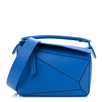 LOEWE Satin Calfskin Small Puzzle Bag Scuba Blue
