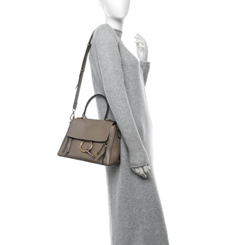 CHLOE Calfskin Small Faye Day Shoulder Bag Motty Grey