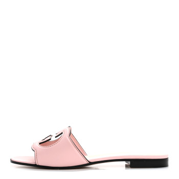 GUCCI Cosmos Softy Calfskin Interlocking G Cut Out Slide Sandals 40 Pastel Pink