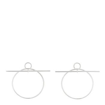 HERMES Sterling Silver MM Loop Earrings