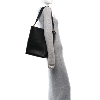 CELINE Soft Grained Calfskin Sangle Bucket Bag Black