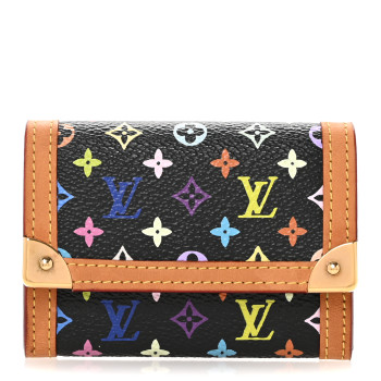 LOUIS VUITTON Monogram Multicolor Porte-Monnaie Plat Coin Purse Black