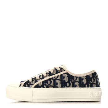 CHRISTIAN DIOR Canvas Oblique Walk'N Dior Low Top Sneakers 35 Deep Blue