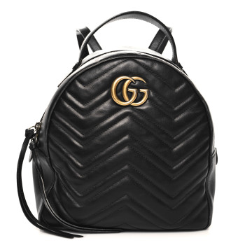 GUCCI Calfskin Matelasse GG Marmont Dome Backpack Black