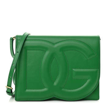 DOLCE & GABBANA Calfskin DG Logo Flap Crossbody Bag Green