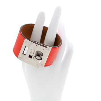 HERMES Epsom Kelly Dog Bracelet Rose Jaipur