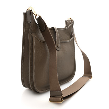 HERMES Taurillon Clemence EVELYNE III PM Etoupe