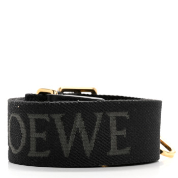 LOEWE Calfskin Jacquard Webbing Anagram Strap Black
