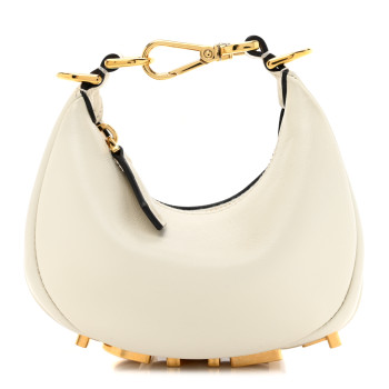 FENDI Vitello Grace Matte Nano Fendigraphy Hobo Charm White Ice