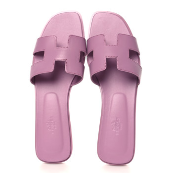 HERMES Calfskin Oran Sandals 42 Bruyère