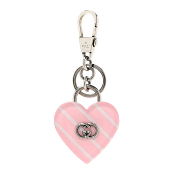 GUCCI Plexiglass Interlocking G Heart Shaped Keychain Pink