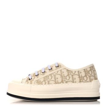CHRISTIAN DIOR Canvas Lurex Oblique Walk'N'Dior Platform Sneakers 36 Pale Gold
