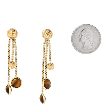 DAVID YURMAN 18K Yellow Gold Tiger's Eye Cable 3 Drop Earrings