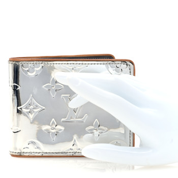 LOUIS VUITTON Monogram Mirror Slender Wallet Silver