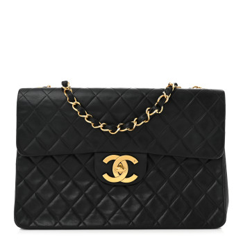 CHANEL Lambskin Quilted XL Jumbo Single Flap Black