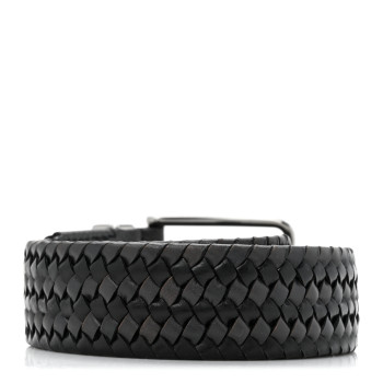LOUIS VUITTON Taiga Braided Pont Neuf Belt 95 38 Black Grey